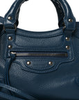 Grained Calfskin Neo Classic Silver Hardware Mini City Petrol Blue