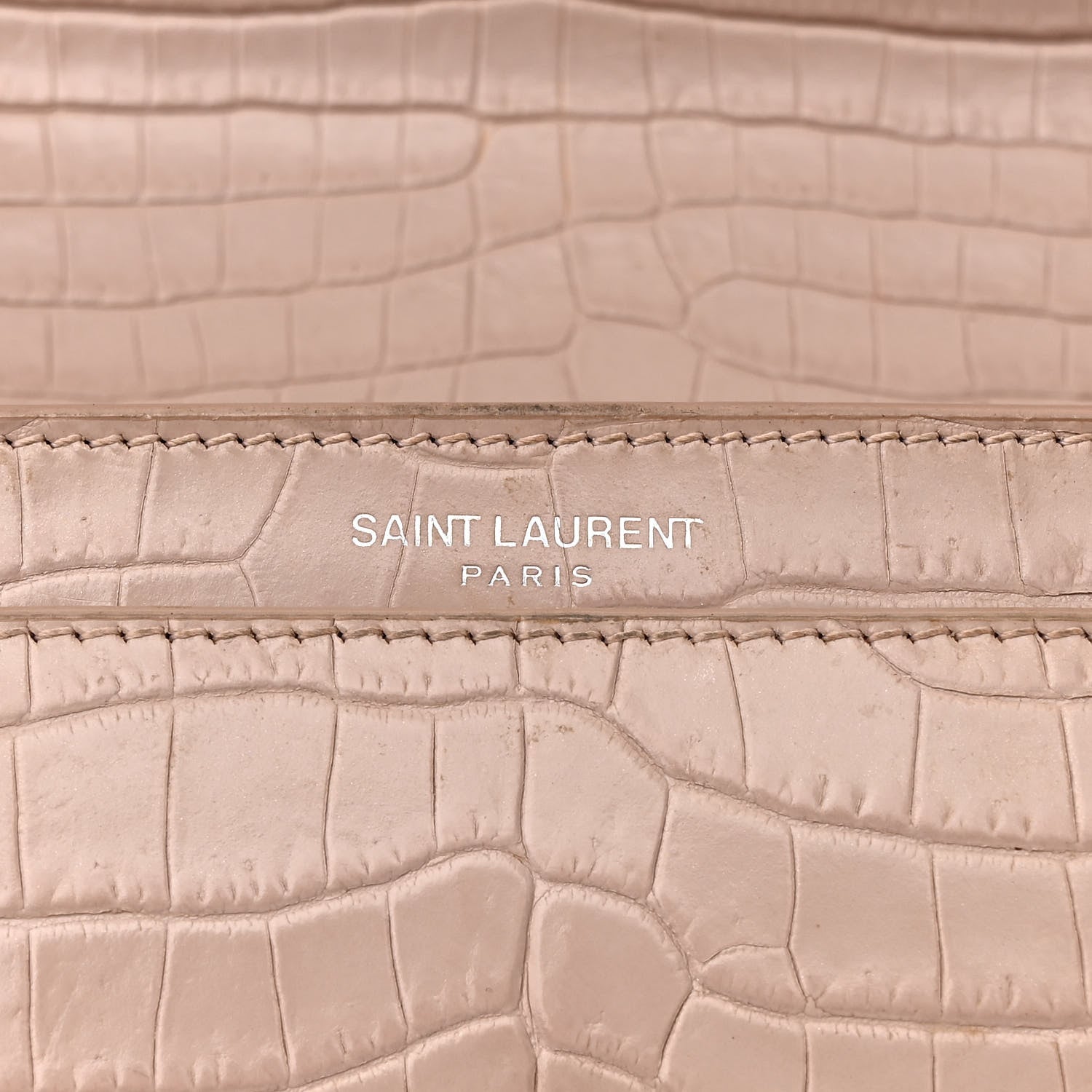 Calfskin Crocodile Embossed Medium Monogram Sunset Rose Antic
