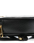 Grained Calfskin Web Mini Ophidia Round Shoulder Bag Black