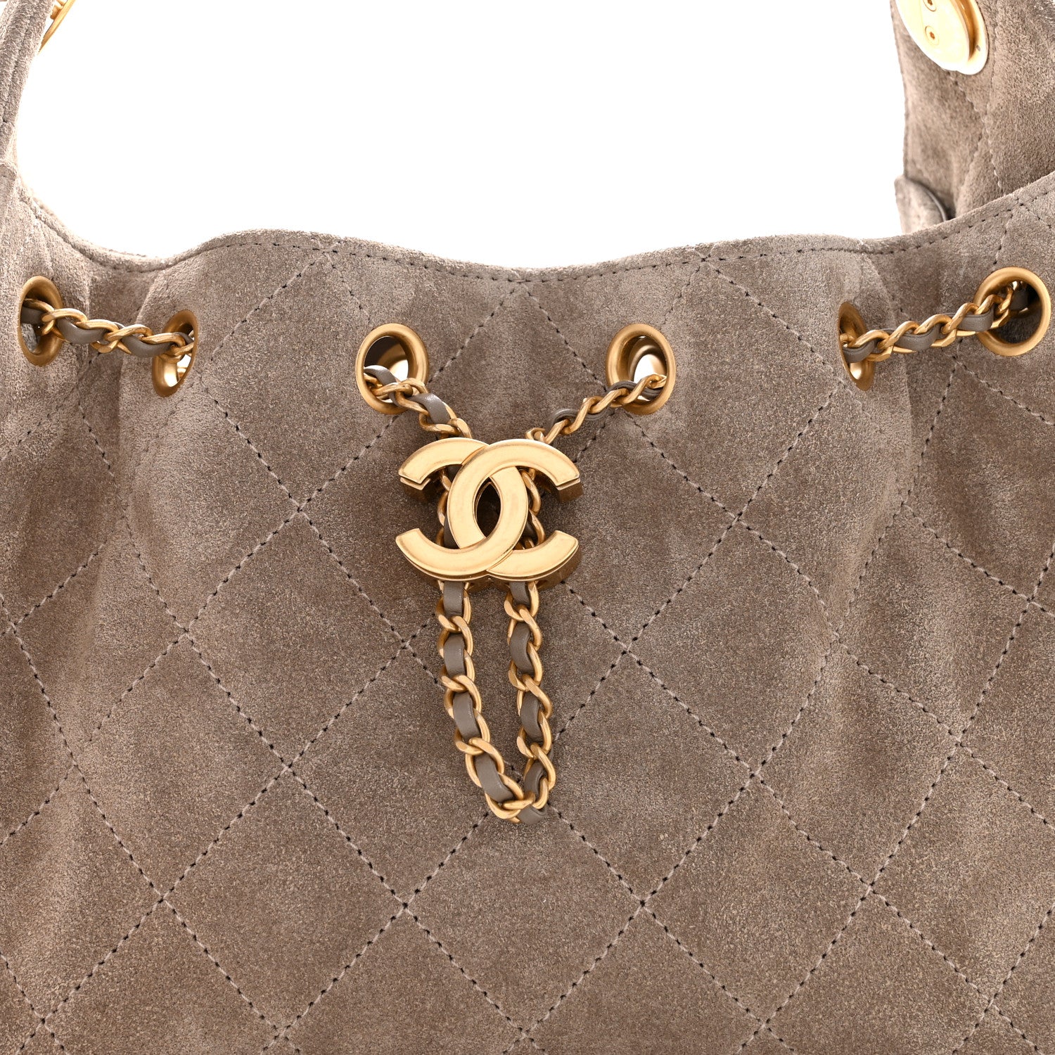 Suede Quilted Mini CHNL 25 Handbag Dark Grey