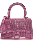 Strass Suede Hourglass Top Handle Bag XS Pink
