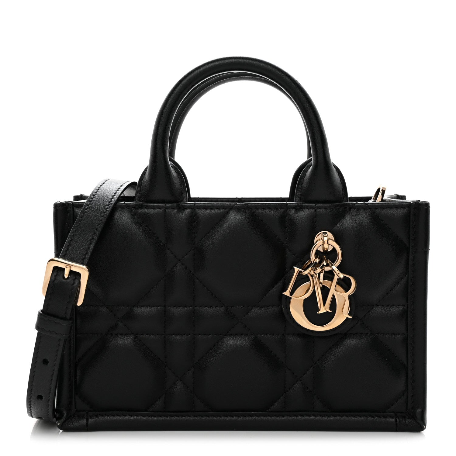 Calfskin Macrocannage Mini Book Tote Black