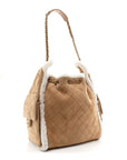 Suede Shearling Quilted Medium CHNL 25 Handbag Beige Natural