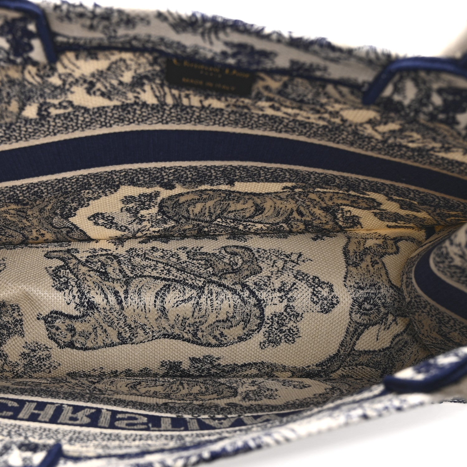 Canvas Embroidered Medium D1ORiviera Toile De Jouy Book Tote Blue