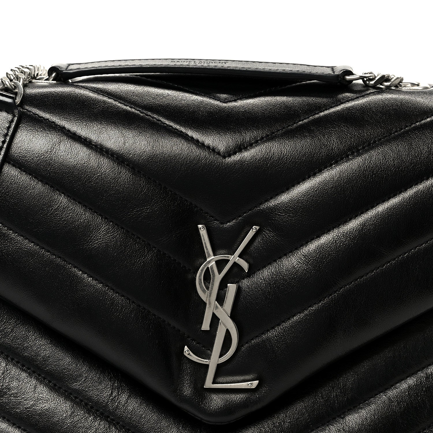 Calfskin Y Quilted Monogram Medium Loulou Chain Satchel Black