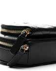 Caviar Quilted Round Coco Clutch With Chain Black