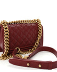 Caviar Quilted Small Boy Flap Burgundy