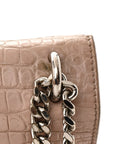 Calfskin Crocodile Embossed Medium Monogram Sunset Rose Antic