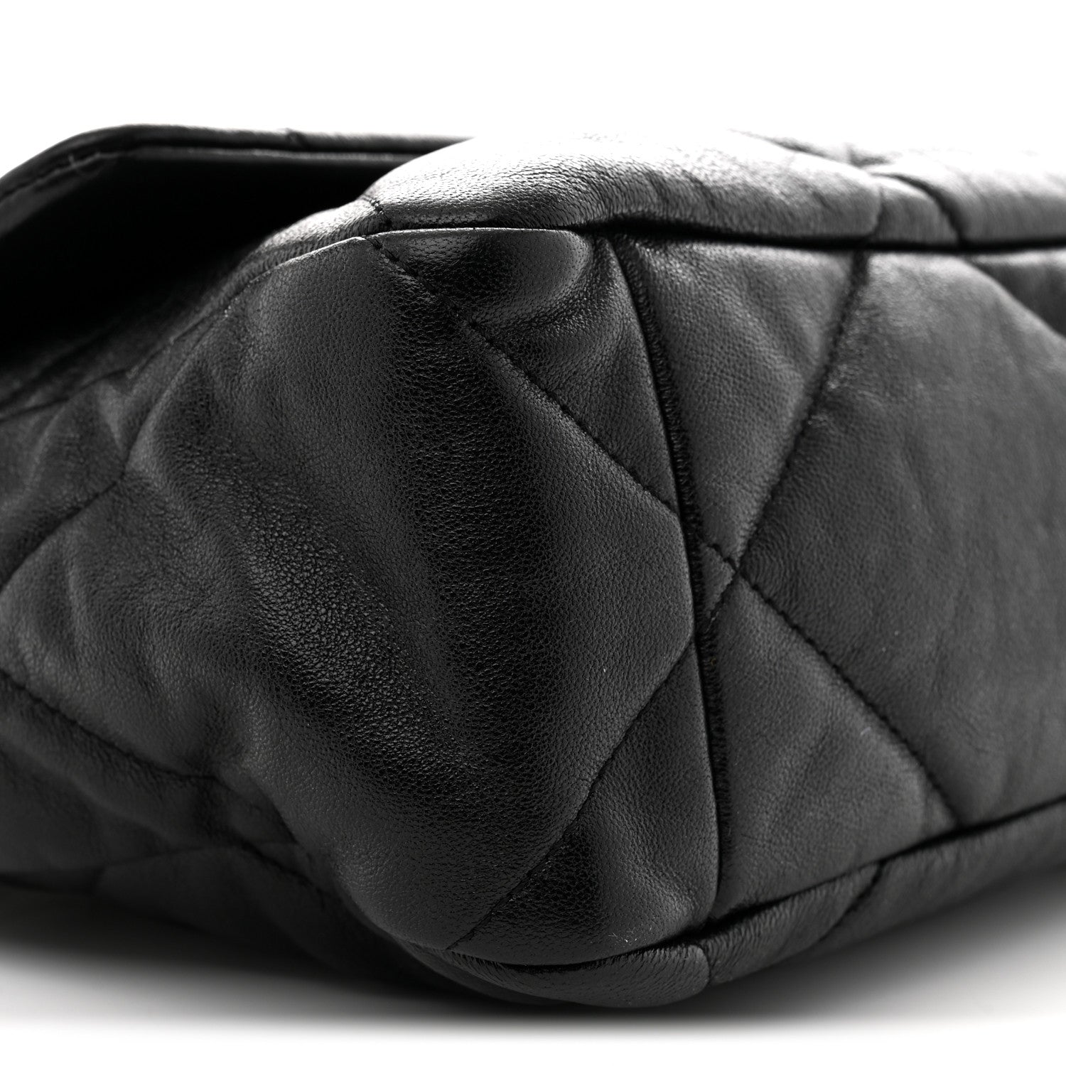 Goatskin Quilted Large CHNL 19 Flap Black