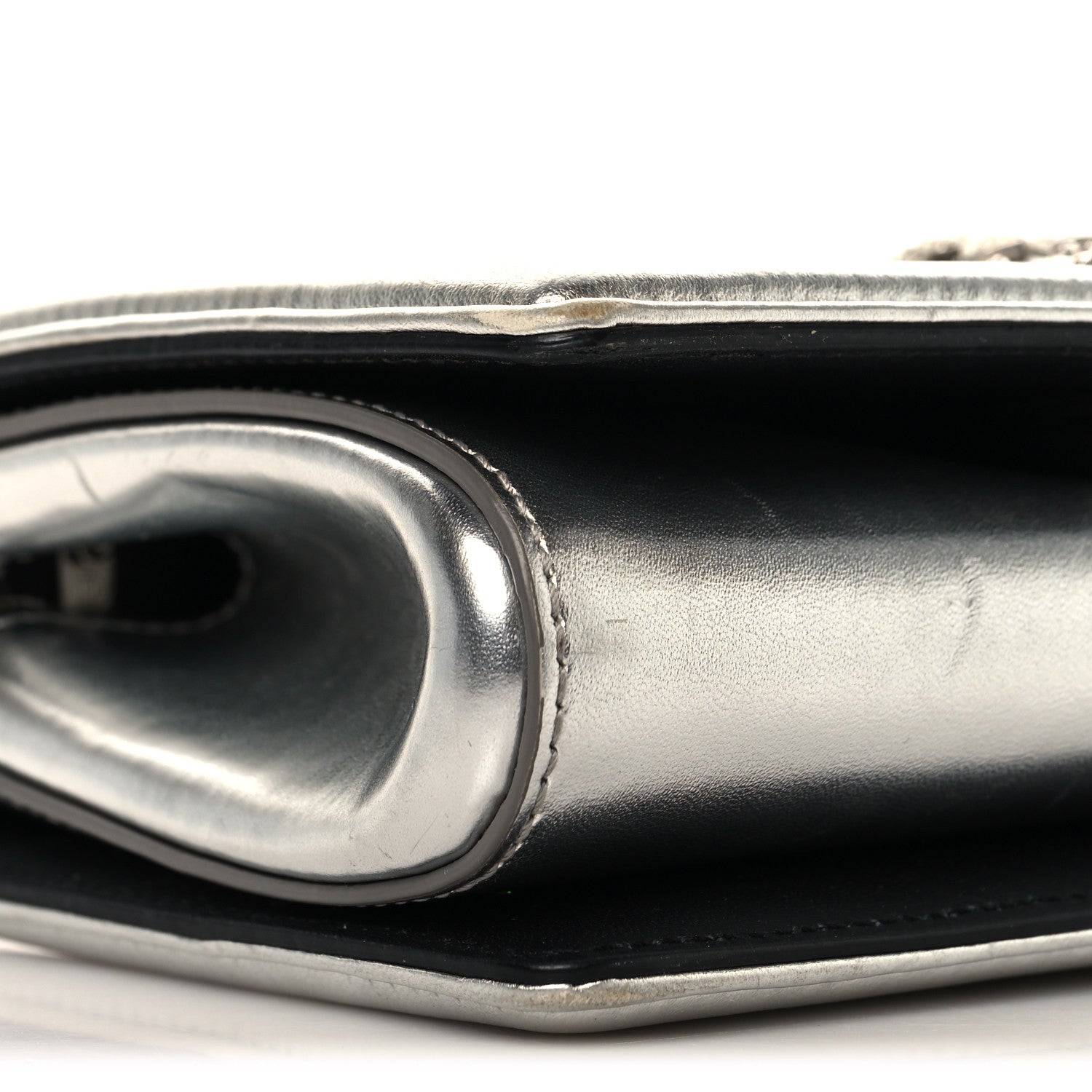 Metallic Calfskin Small Devotion Crossbody Bag Silver