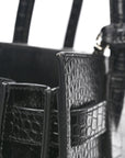 Calfskin Crocodile Embossed Baby Sac De Jour Black