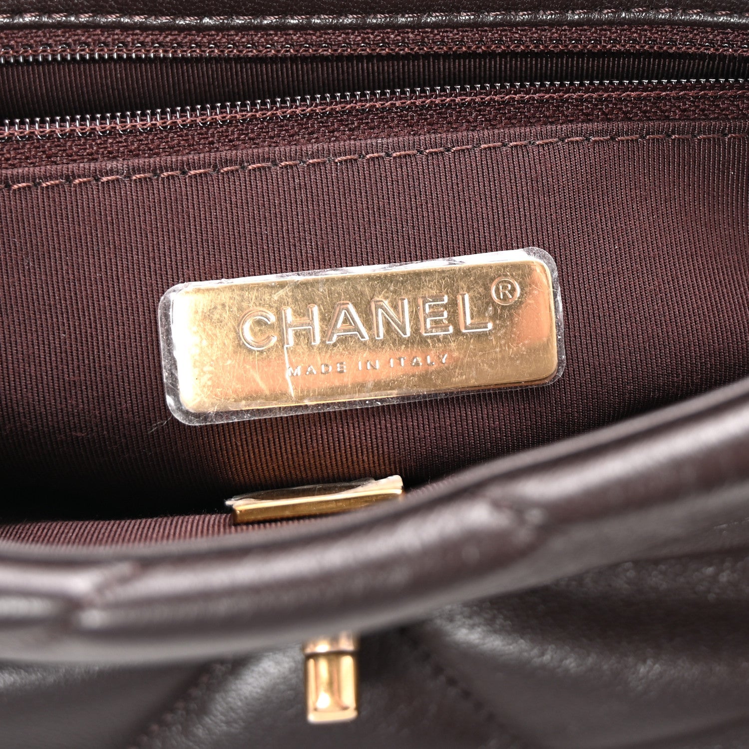 Lambskin Quilted Medium CHNL 19 Flap Dark Brown
