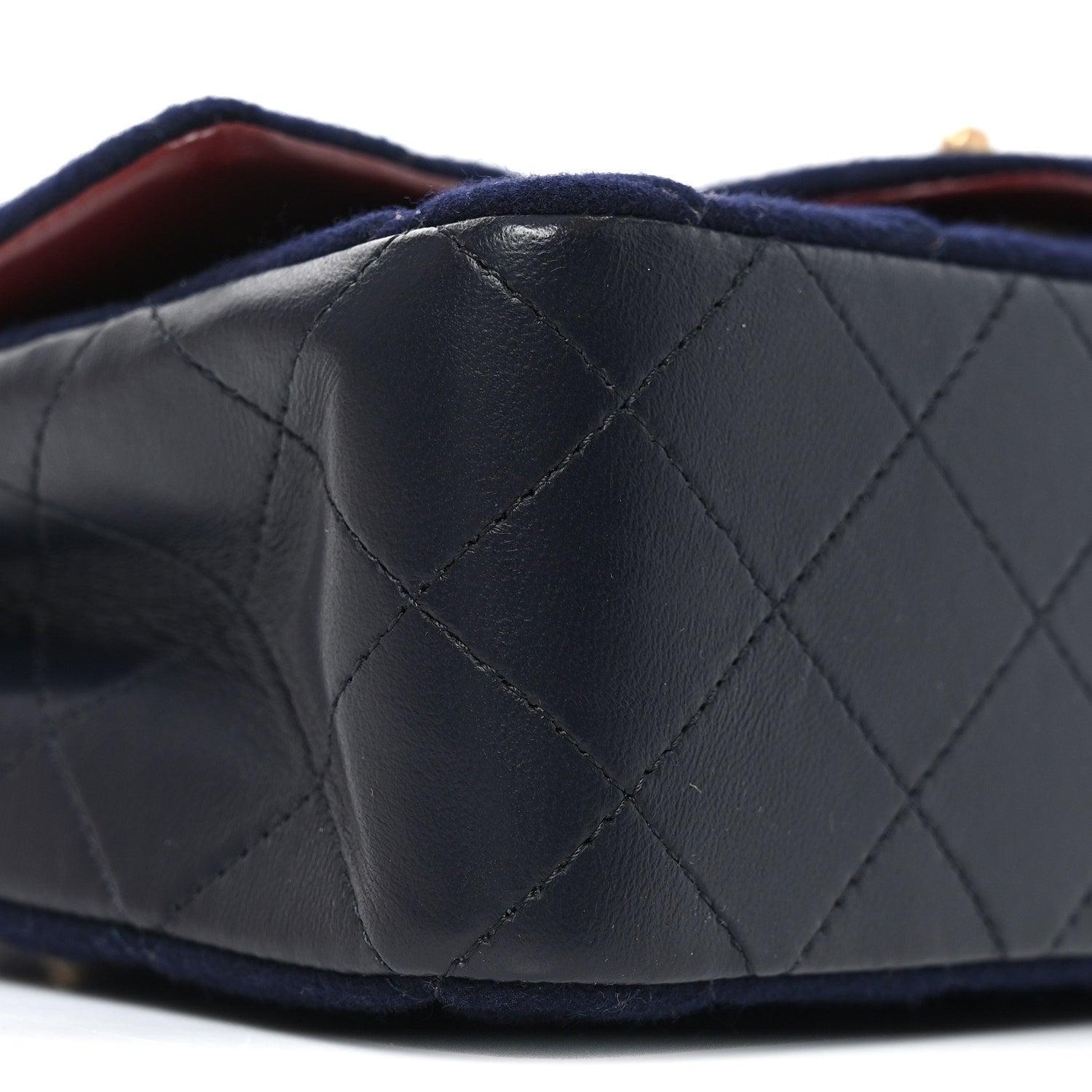 Felt Quilted Paris-Hamburg Charms Mini Rectangular Flap Black Dark Navy