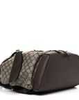 GG Supreme Monogram Medium Ophidia Double Buckle Backpack Brown