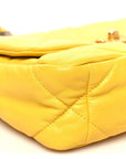 Shiny Goatskin Quilted Medium CHNL 19 Flap Yellow