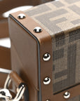 Shiny Glazed Fabric Vachetta FF 1974 Mini Baguette Trunk Mogano Panna Cuoio