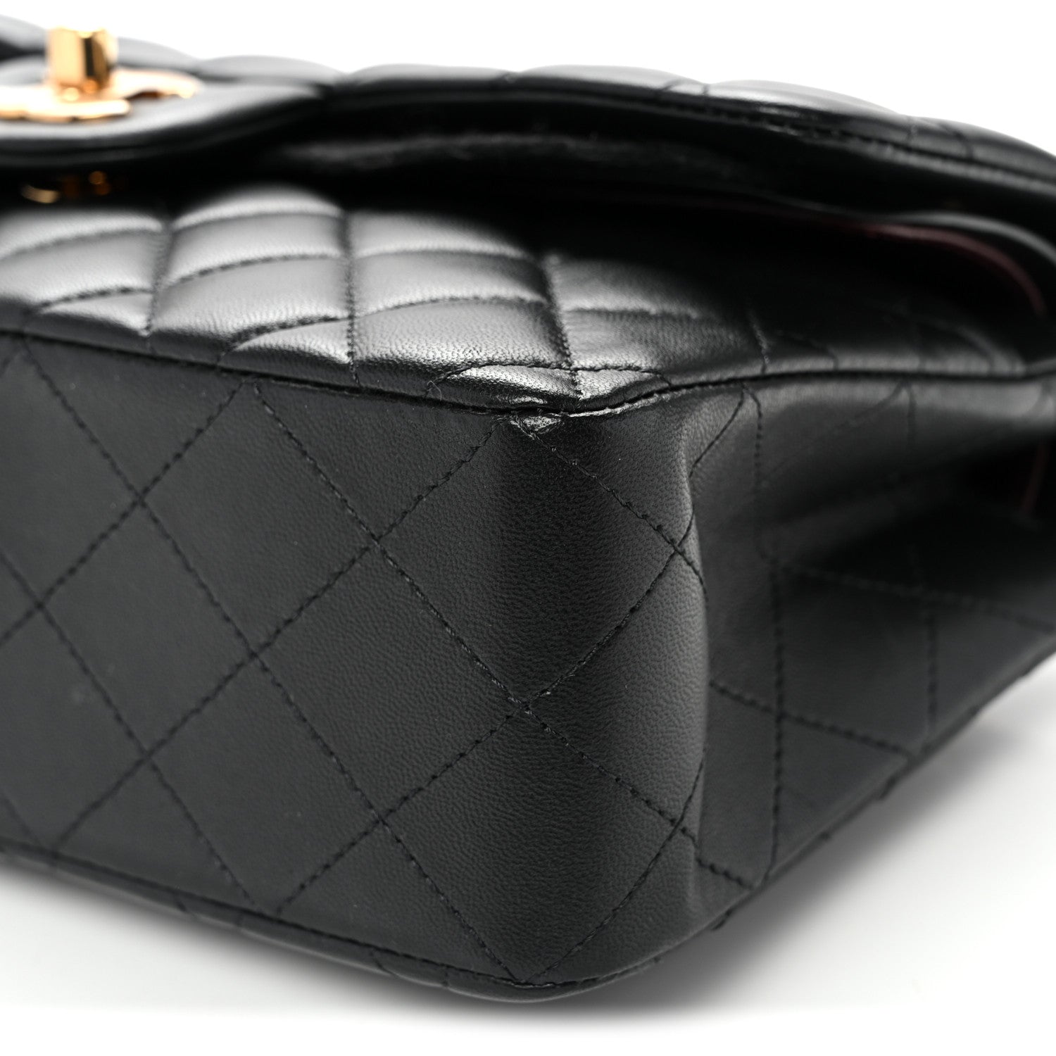 Lambskin Quilted Small Double Flap Black
