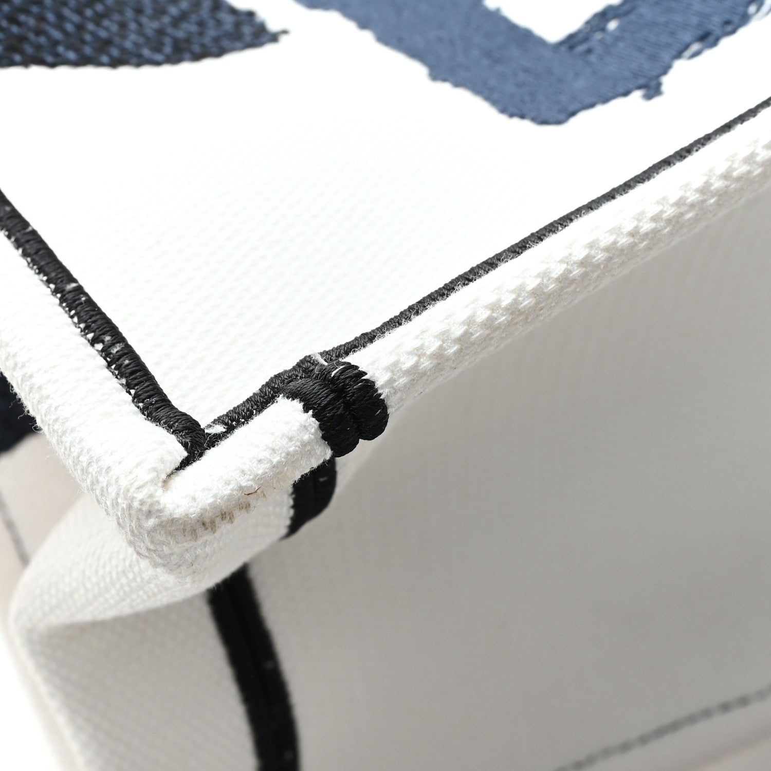 Canvas Embroidered Medium Miss D1OR Graffiti Book Tote Navy White