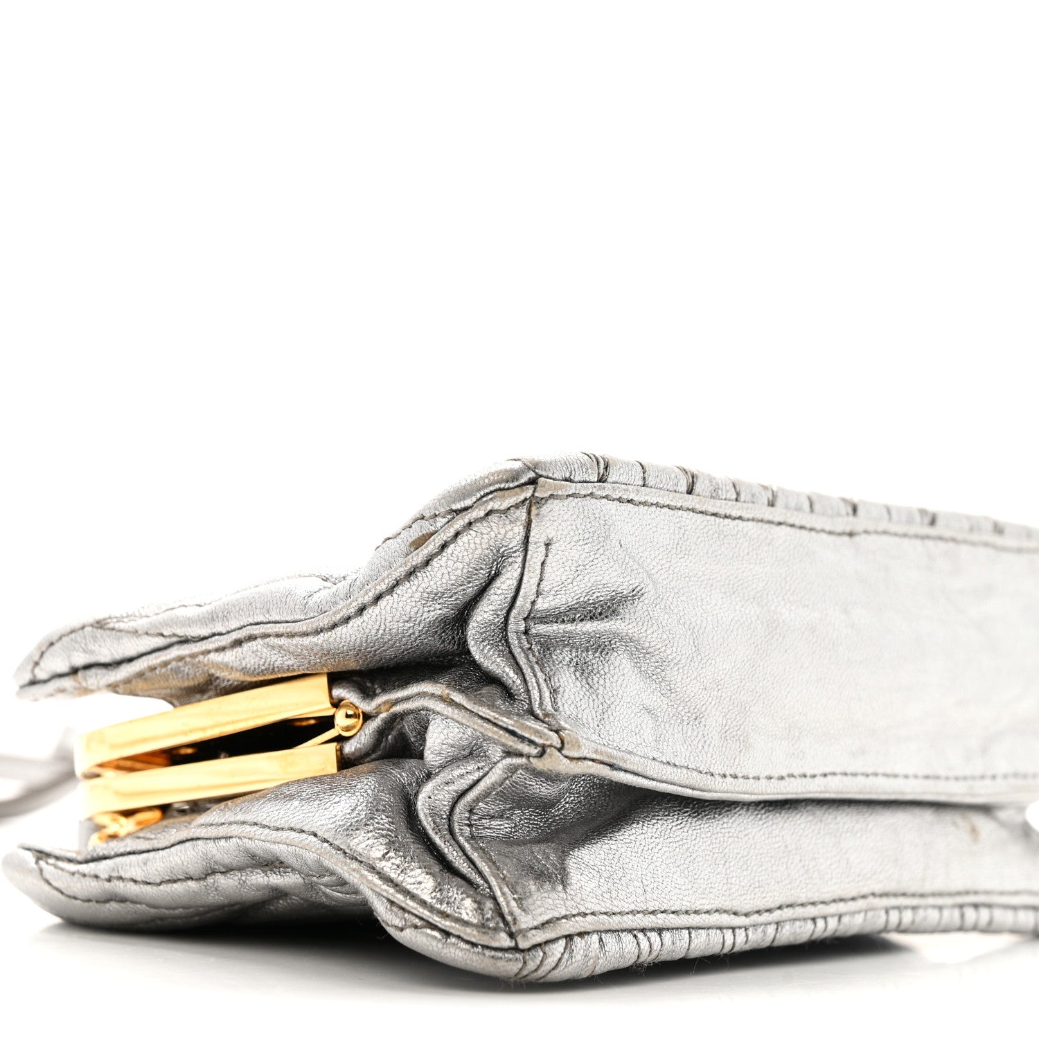 Metallic Matelasse Lux Mini Crossbody Tote Cromo