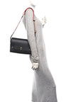 Grainy Calfskin Note Crossbody Bag Black