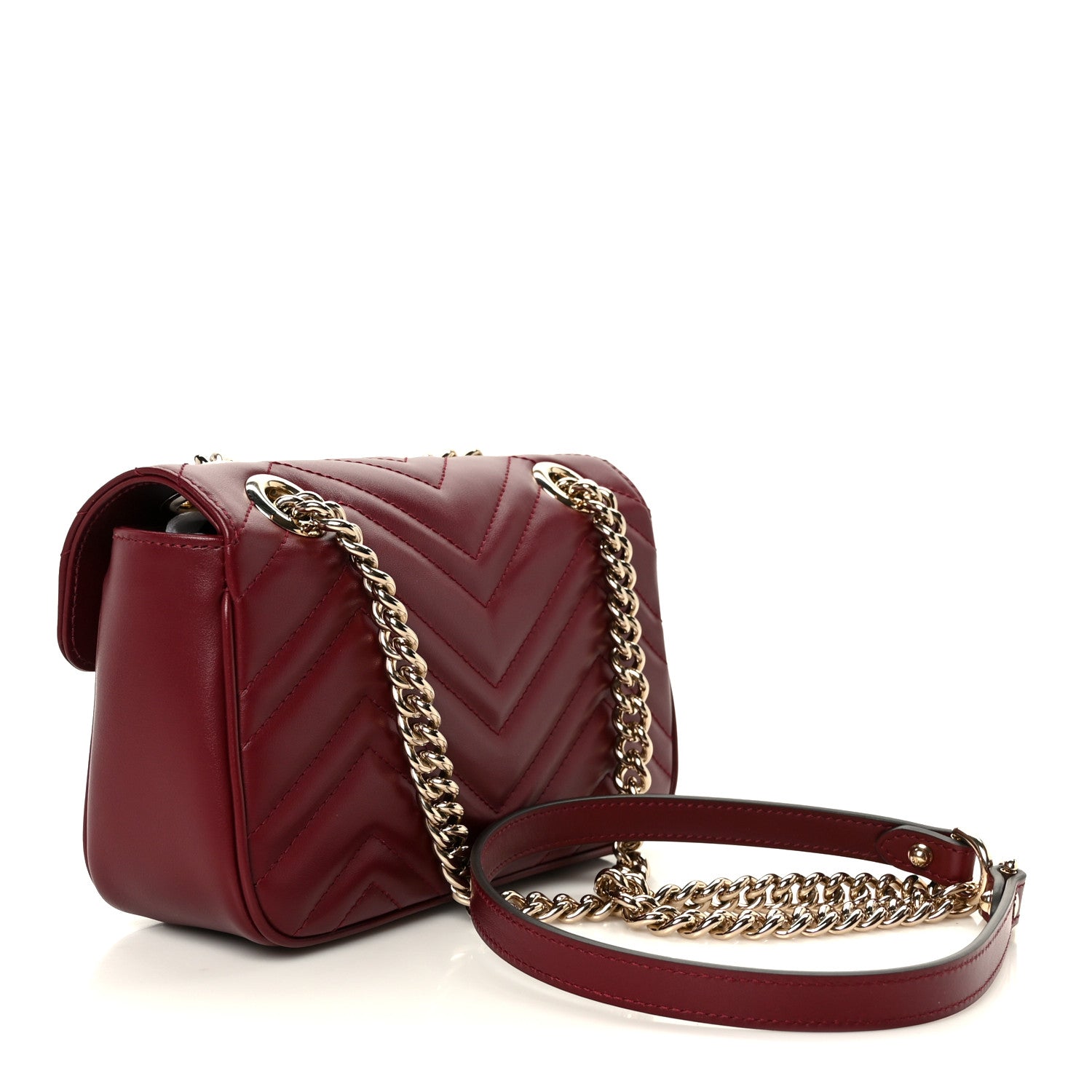 Calfskin Matelasse Mini GG Marmont Shoulder Bag Rosso Ancora