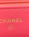 Wool Tweed Lambskin Quilted CHNL 19 Wallet On Chain WOC Coral Pink