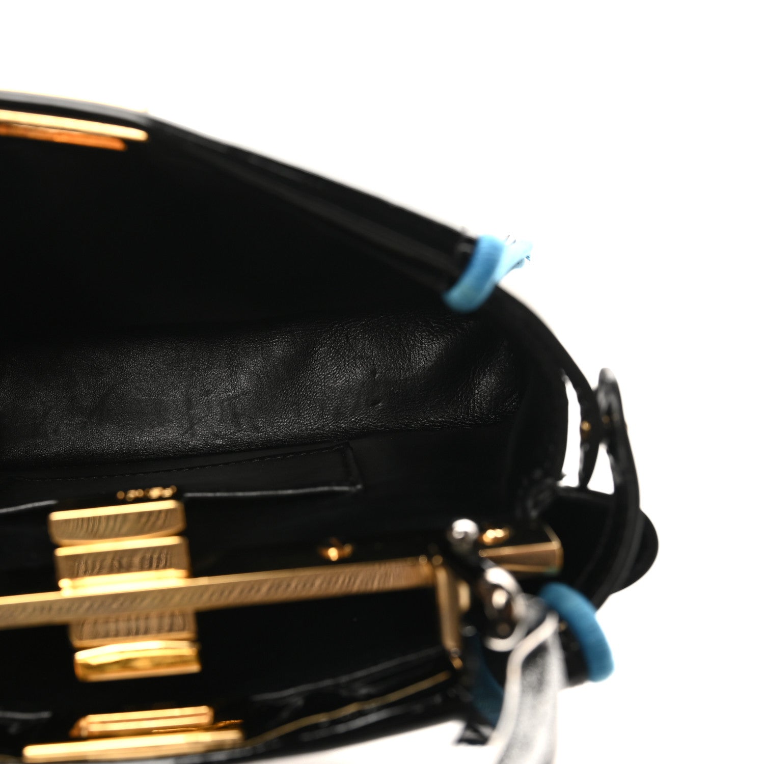 Patent Mini Plexi Handle Peekaboo Iconic Satchel Black Blue