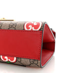 GG Supreme Monogram Apple Small Padlock Shoulder Bag Beige Multicolor Lobster Red