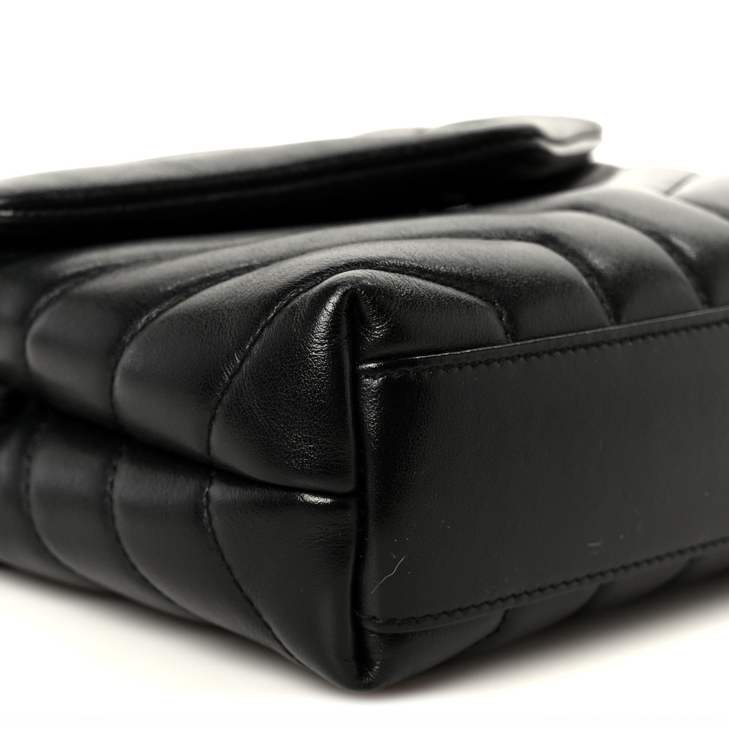 Calfskin Y Quilted Monogram Monochrome Toy Loulou Crossbody Bag Black