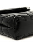 Calfskin Y Quilted Monogram Monochrome Toy Loulou Crossbody Bag Black