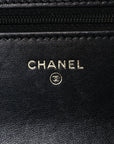 Lambskin Quilted CHNL 19 Wallet On Chain WOC Black