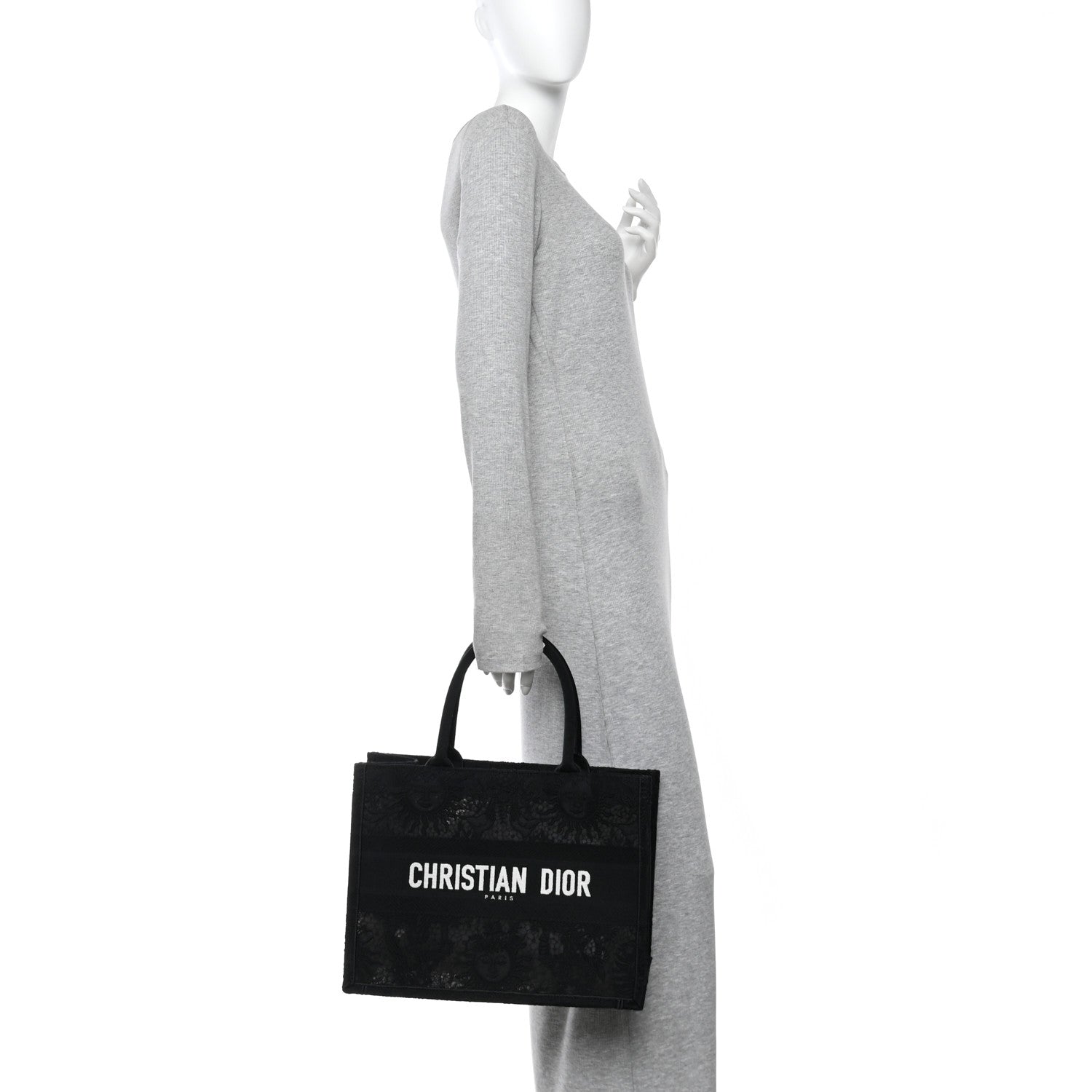 Embroidered 3D Macrame D-Lace Sun Medium Book Tote Black