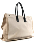 Linen Calfskin Rive Gauche Tote Optic White