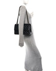 Lambskin Quilted Jumbo Double Flap Black