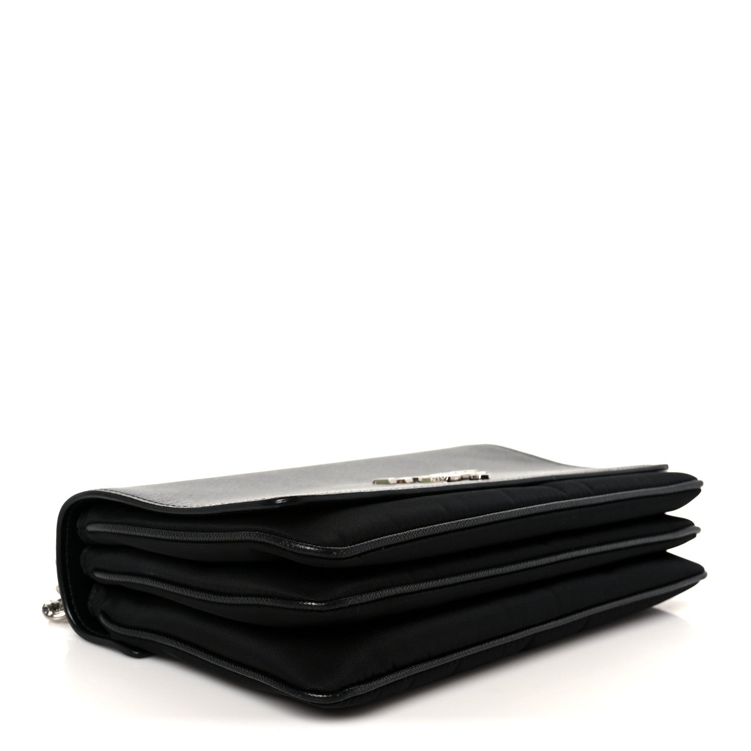Saffiano Tessuto Nylon Chain Shoulder Bag Black