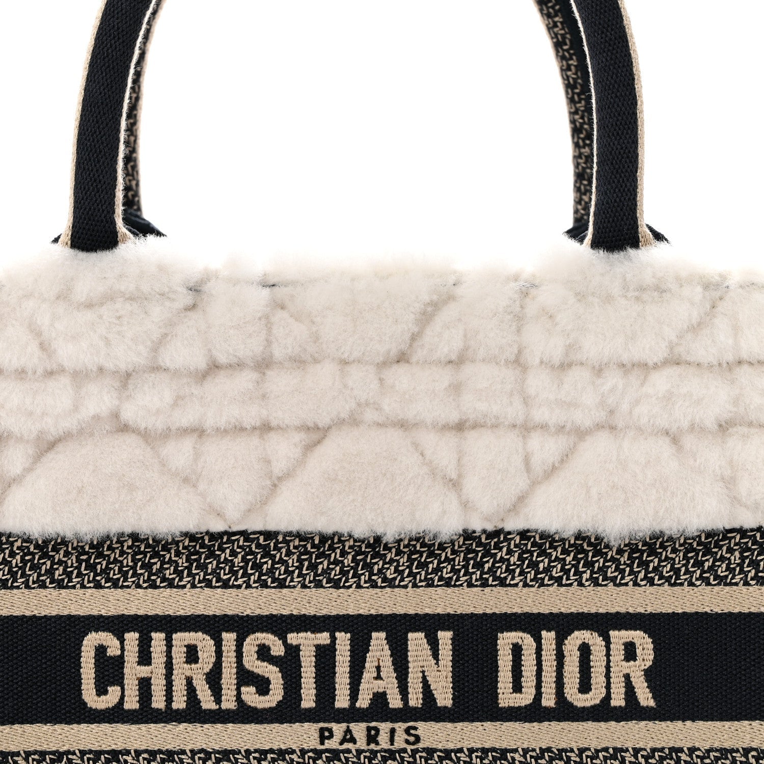 Shearling Cannage Small Book Tote Ecru Blue