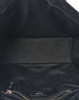 Raffia Linen Calfskin Small Rive Gauche Tote Black