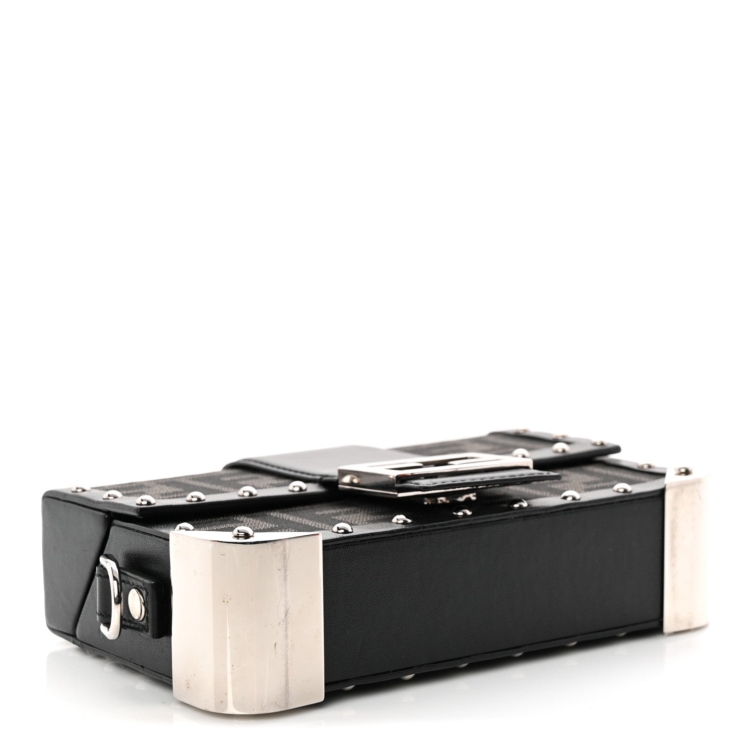 Recycled Fabric Jacquard Vitello Astro FF 1974 Mini Baguette Trunk Asfalto Black