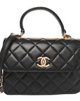 Lambskin Quilted Small Trendy CC Dual Handle Flap Bag Black