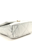 Metallic Lambskin Quilted Medium CHNL 19 Flap Silver