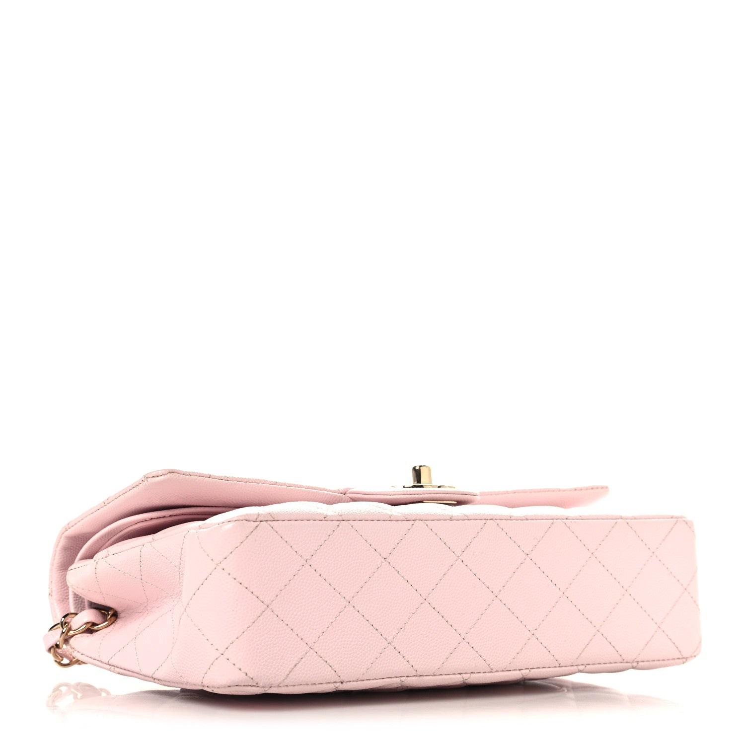 Caviar Quilted Medium Double Flap Light Pink