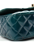 Shaded Patent Calfskin Quilted Mini Rectangular Flap Green Blue