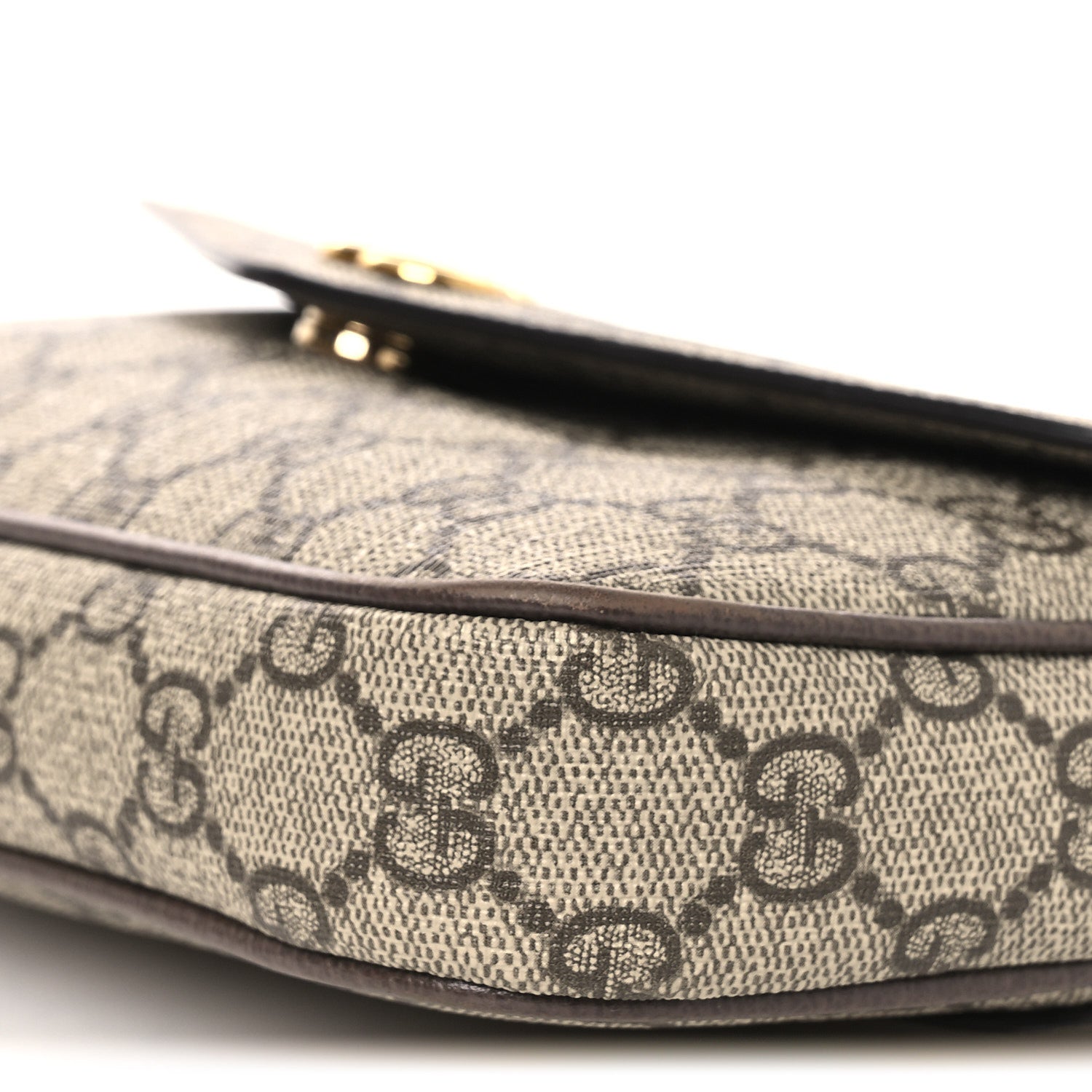 GG Supreme Monogram Textured Dollar Calfskin Web Mini Ophidia Envelope Shoulder Bag Beige Ebony