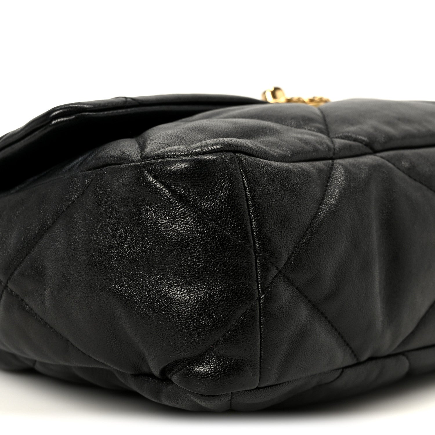 Goatskin Quilted Large CHNL 19 Flap Black