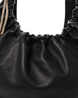 Calfskin XL Squeeze Cord Bag Black