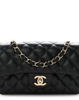 Lambskin Quilted Mini Rectangular Flap Black