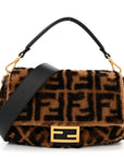 Shearling Vitello Dolce Macro FF 1974 Baguette Tobacco Black
