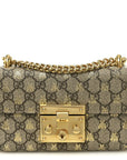 GG Supreme Monogram Bees Small Padlock Shoulder Bag Black