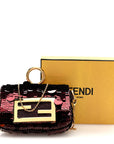 Sequin Paillettes Shiny Nappa Sex and the City Nano Maxi Buckle Baguette Charm Granata