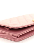 Metallic Lambskin Quilted Boy Wallet On Chain WOC Pink